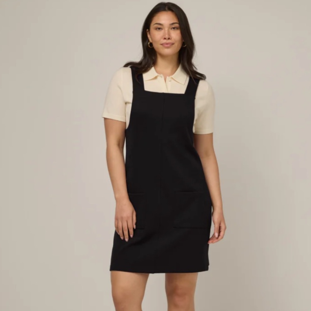 XS Wool& Goldie Classic Black Pinafore Dress